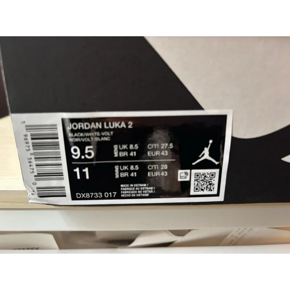 New Men’s Air Jordan Luka 2 Black/White Volt Shoes Size 9.5 NIB Authentic